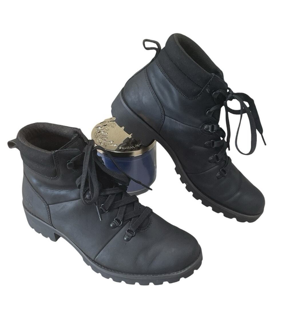 Timberland Women’s Ellendale Hiking Boots Black Leather A2B8X Size 9.5 -Outdoors